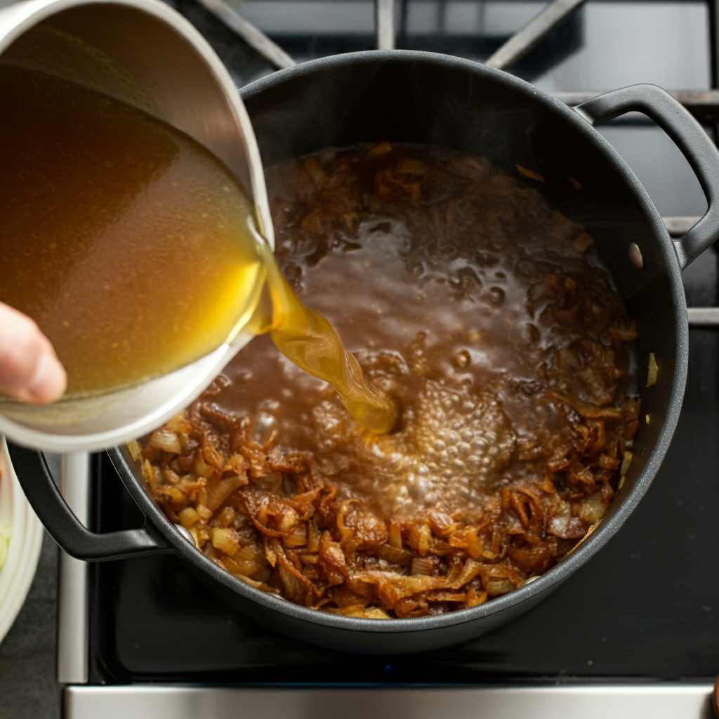 french onion soup add stock