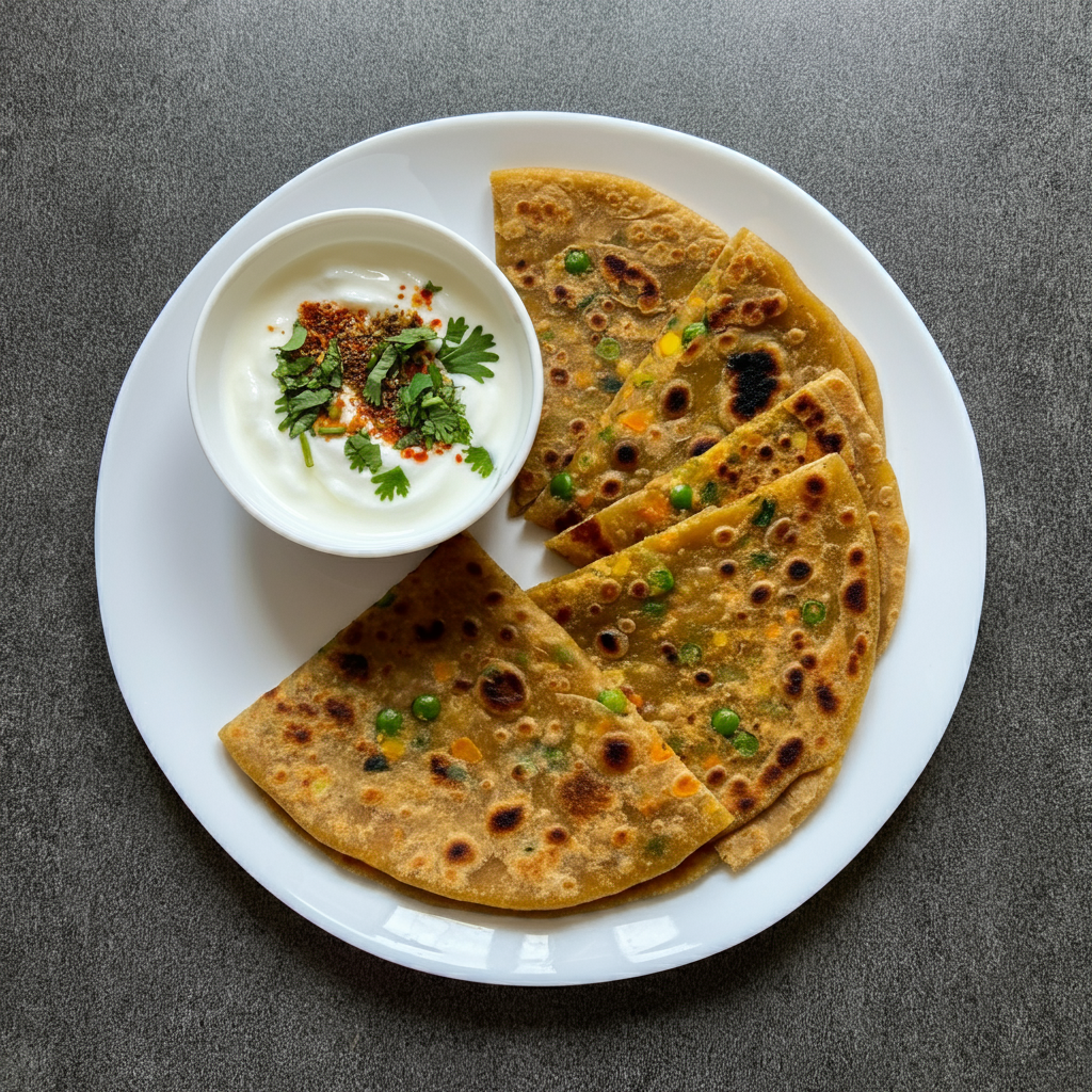 vegetable paratha mix serve- yogut s