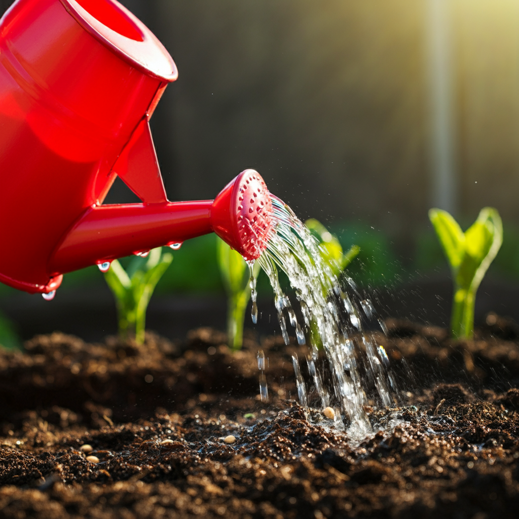 Adding water to winter greens seeds for human consumption to prepare them for eating